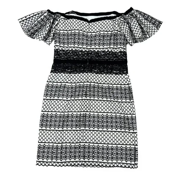 H by Halston women's off the shoulder eyelet lace dress size 6 - Picture 2 of 7